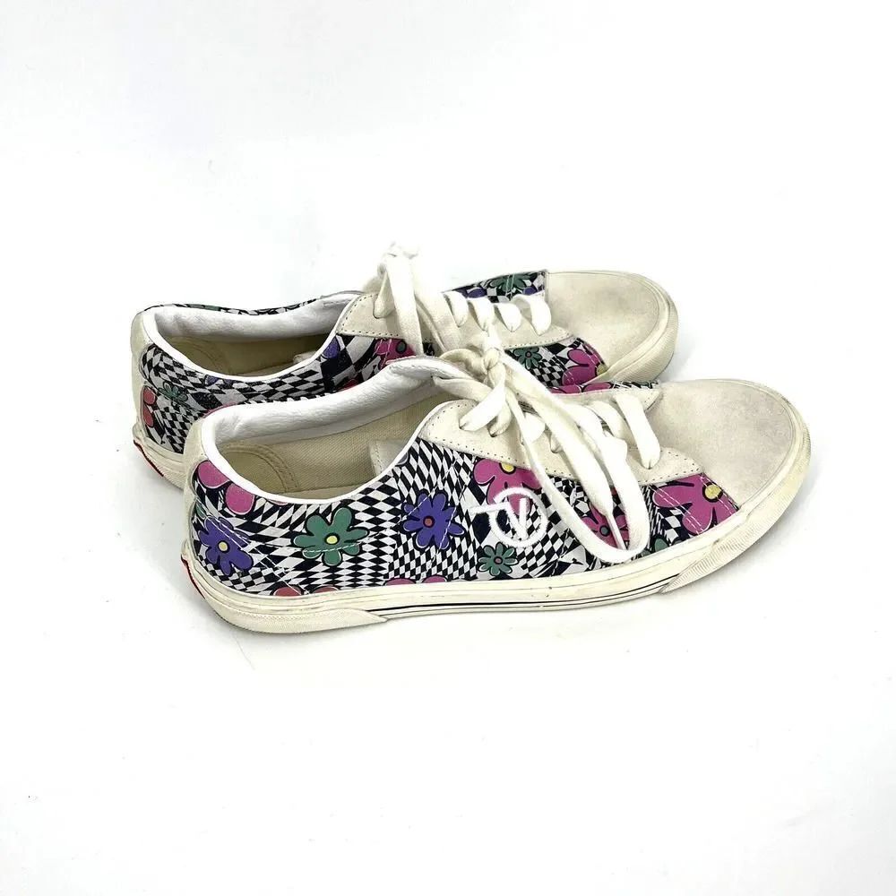 Vans Shoes Size 8 Mens 9.5 Womens Print Floral Check Marshmallow Skateboard